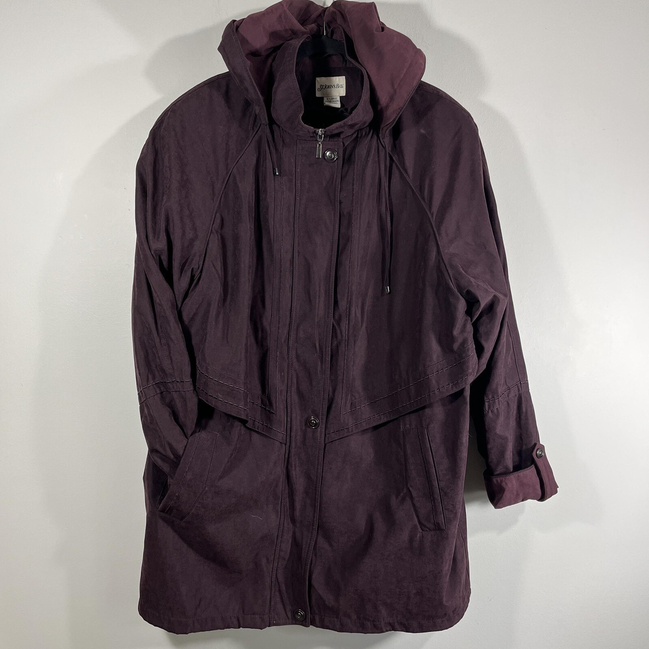 Vintage St. John's Bay Plum Hooded Removable Lining Parka Coat Women's XL