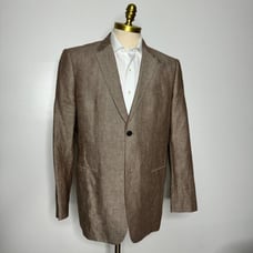 Perry Ellis Sport Coat Mens 100% Linen Brown Solid Size 44R