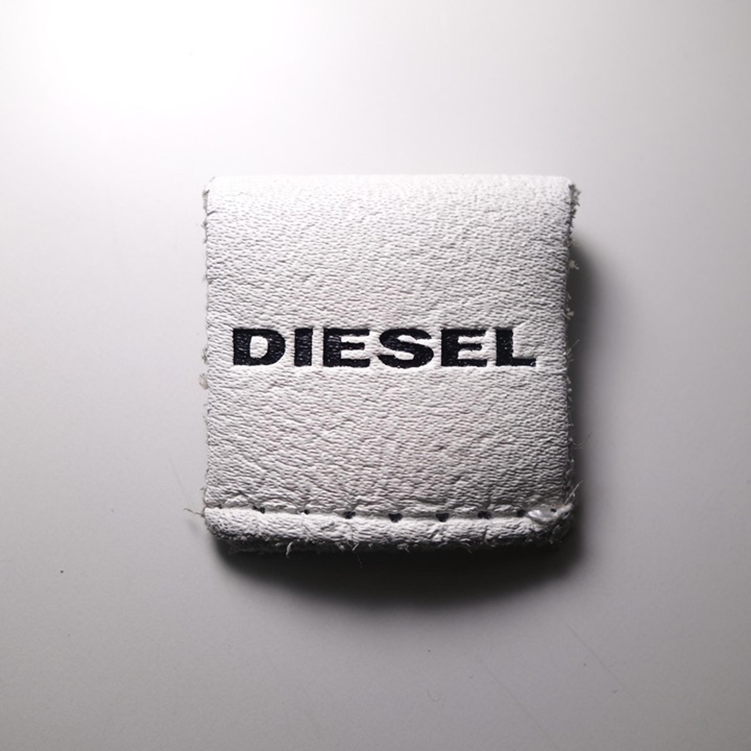 Diesel Sew On Replacement Debossed White Leather Patch