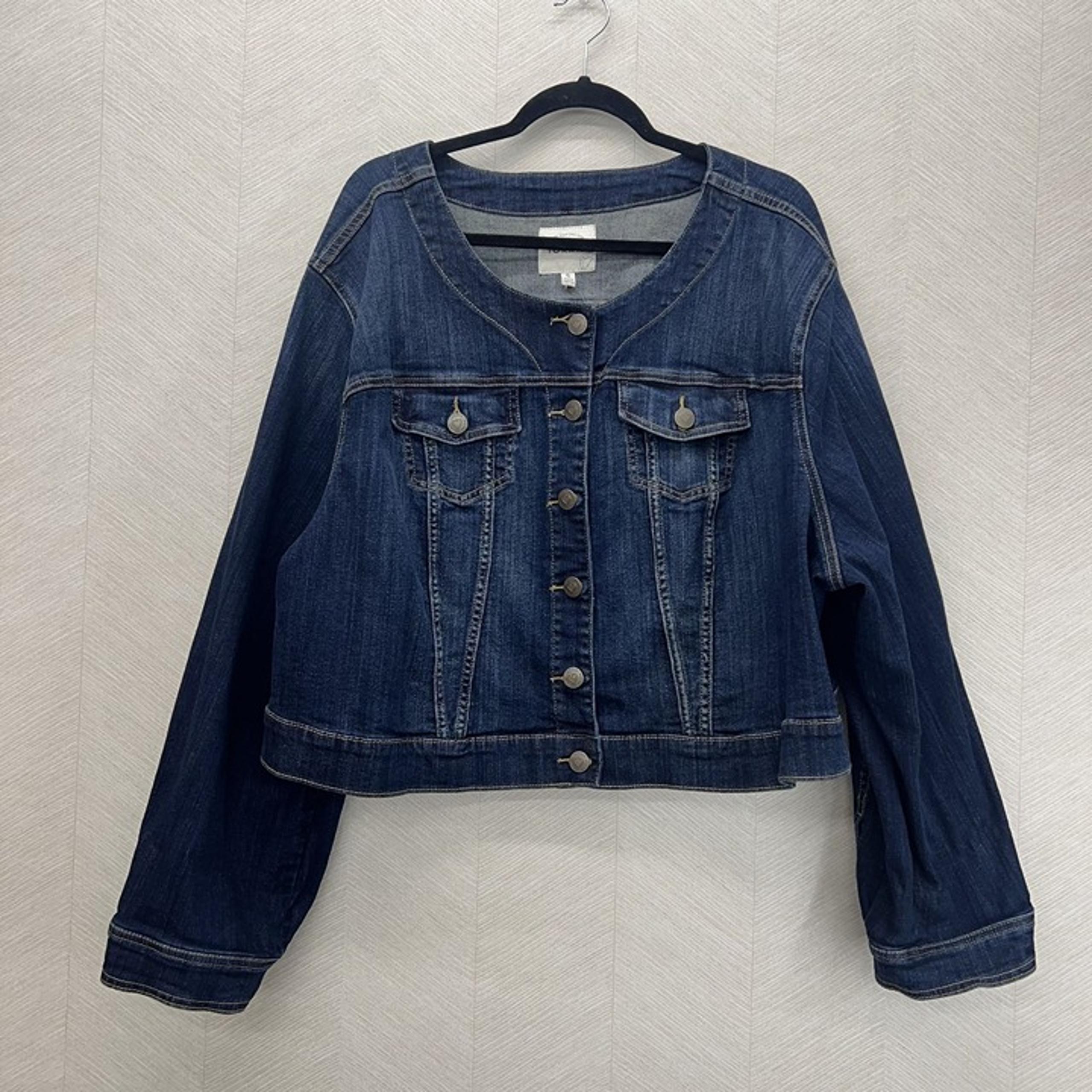 Torrid Womens Dark Blue Cropped Denim Jean Jacket Road Kill Plus Size 5X NWT
