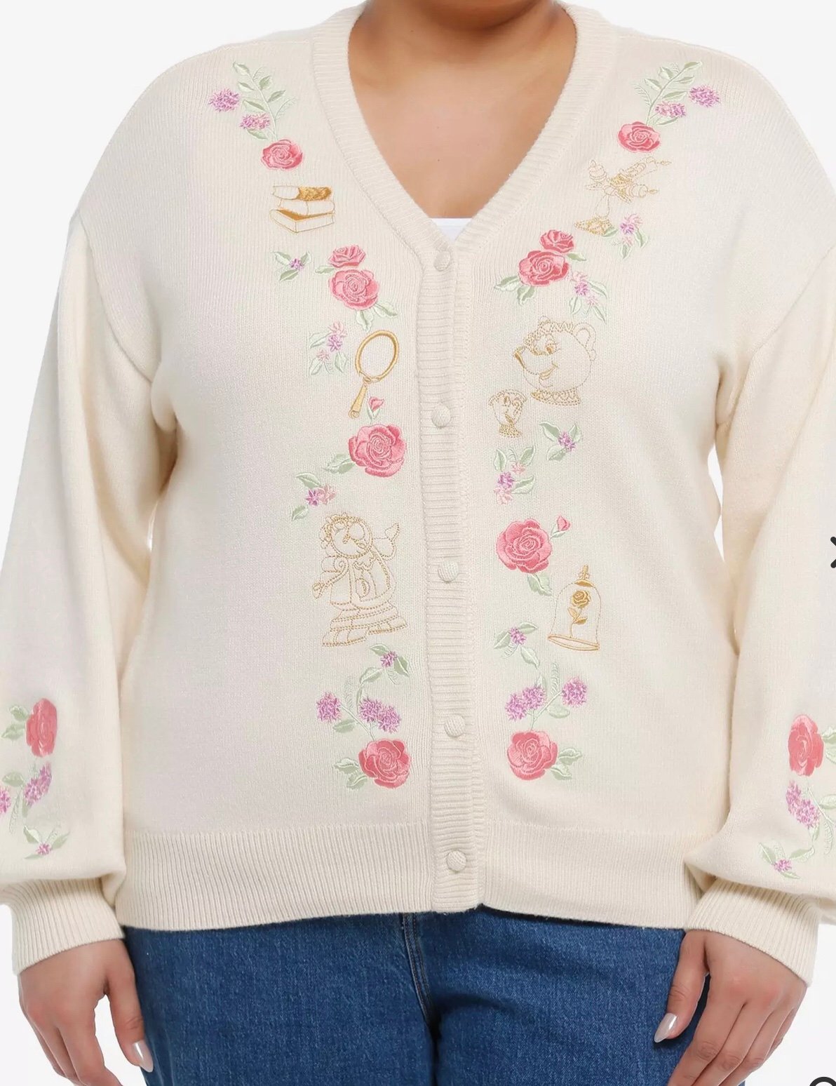 Disney Beauty And The Beast Character Rose Cardigan Plus Size XL