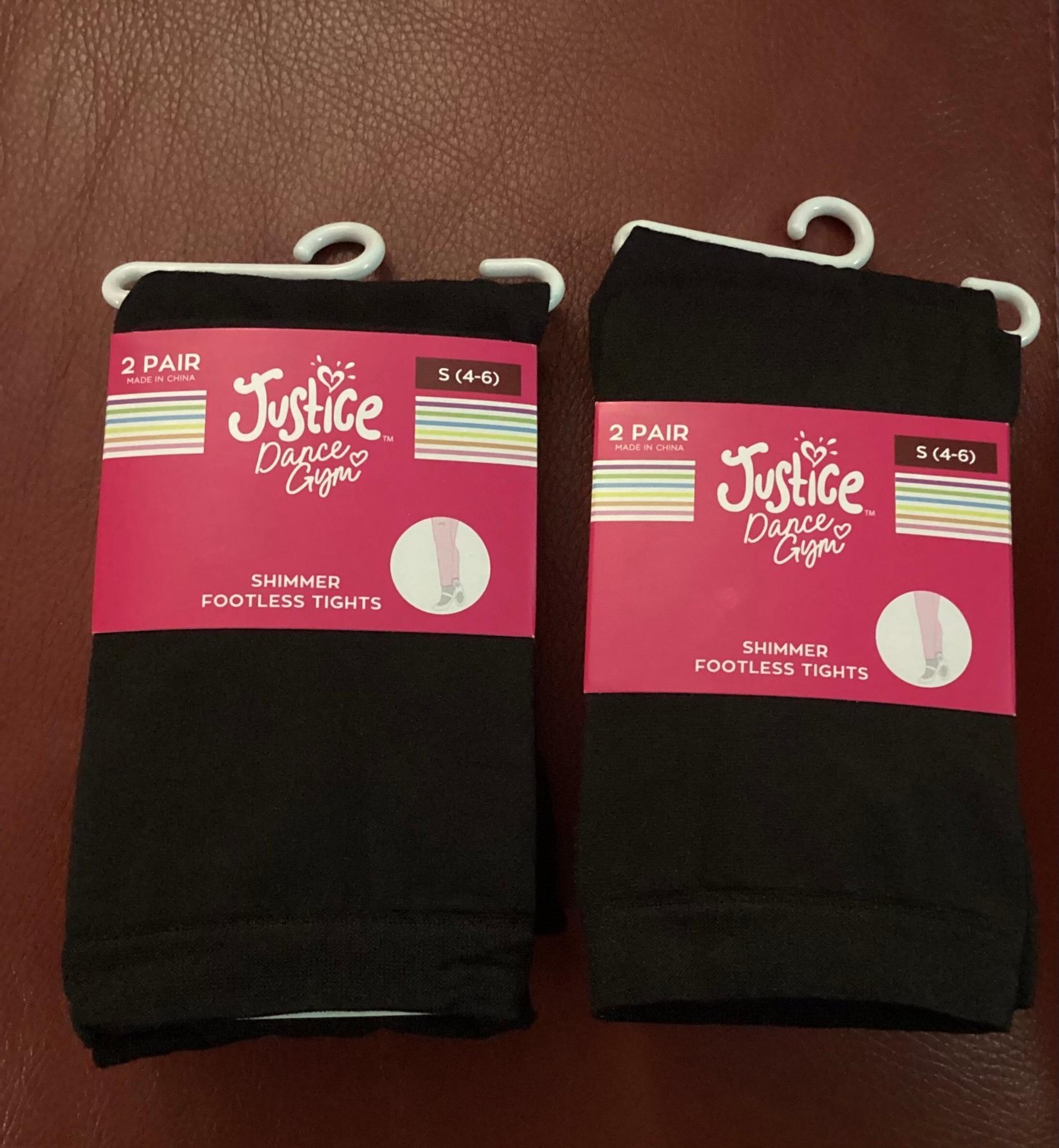 Justice Girl’s 2Pair Shimmer Footless Tights 2Pks (4 Tights) Size 4-6