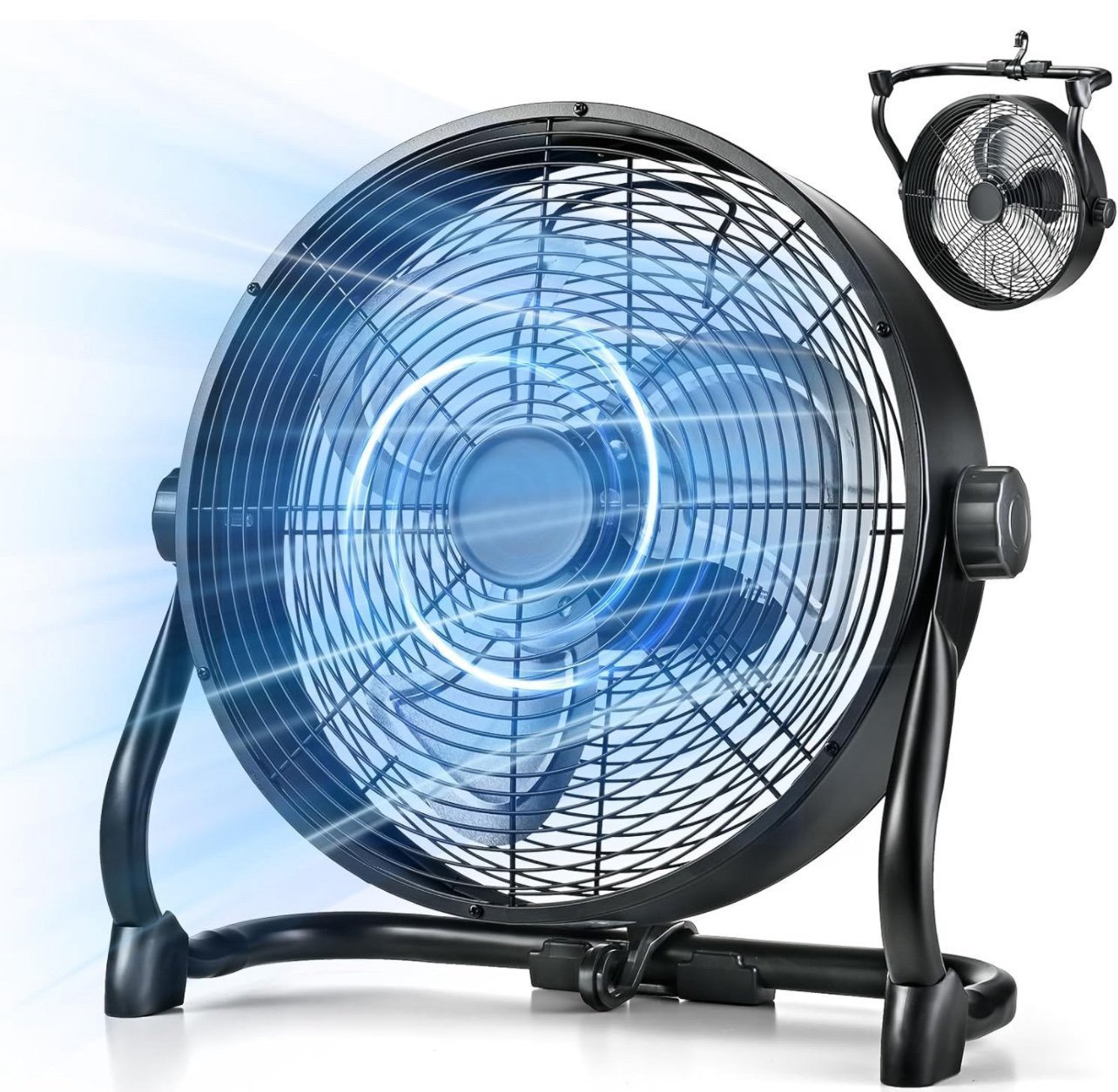12 Portable Rechargeable Battery Powered Fan,, 360° Tilt, 20H Run Time