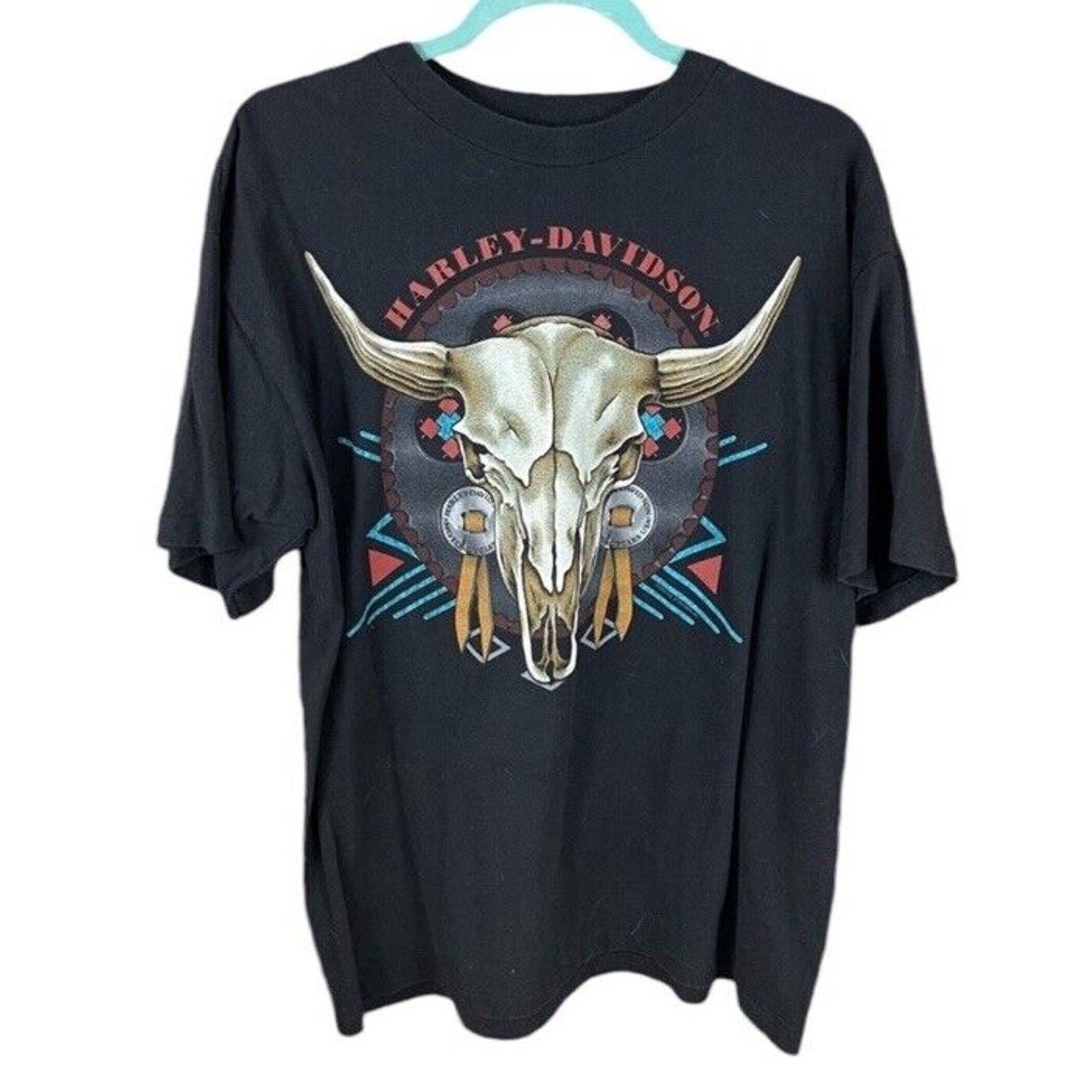 Vintage Harley Davidson Steer Cow Skull T Shirt RK Stratman Single Stitch XXL