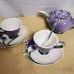 Vintage Sorelle Fine Porcelain Purple Iris Tea Set For 2. New In Box