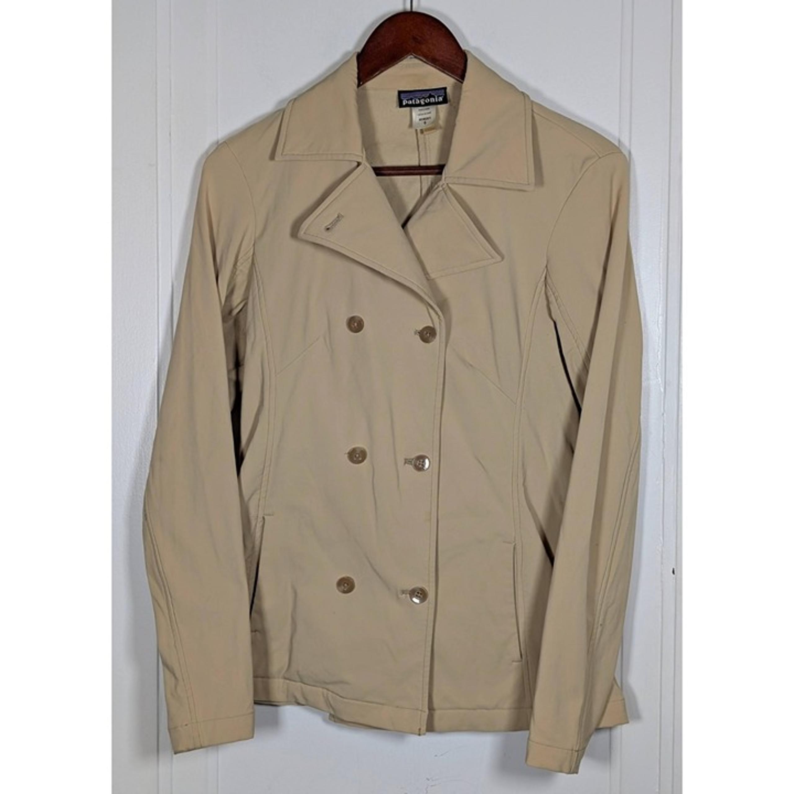 Patagonia Metro Guide Peacoat Women's Sz 6 Beige Double Breasted Jacket Stretch