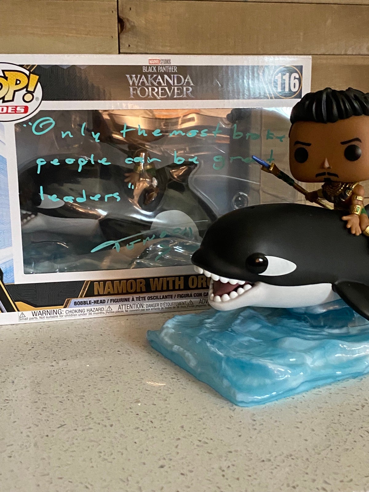 Namor on Orca Funko pop signed Tenoch Huerta