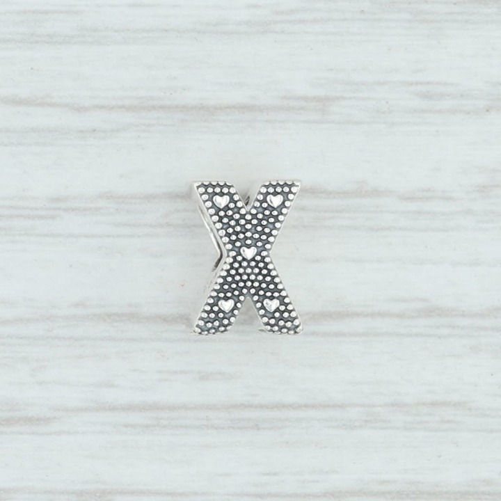 New Authentic Pandora Letter X Charm 797478 Sterling Silver Pave X Bead