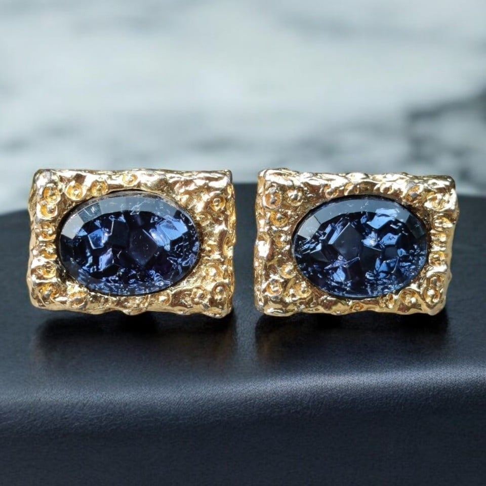 Vintage fancy gold nugget cuff links