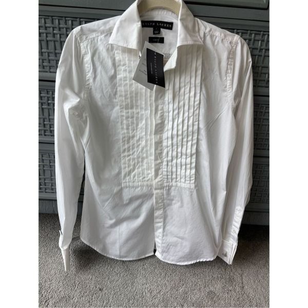 NWT Ralph Lauren black label women’s slim fit tuxedo shirt, Sz 4 595