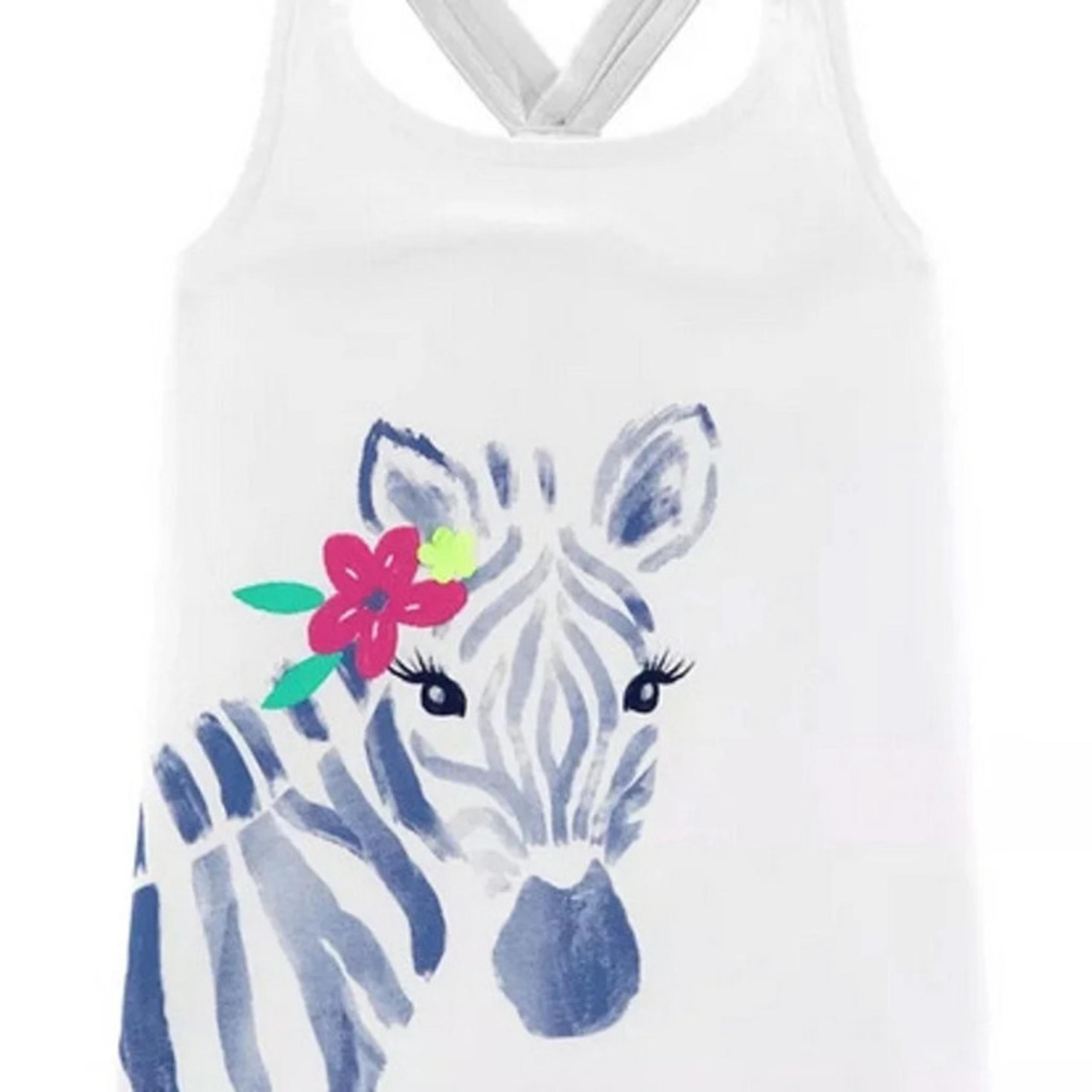 NWT 12m zebra floral safari jungle summer july 4th tank top shirt carters horse