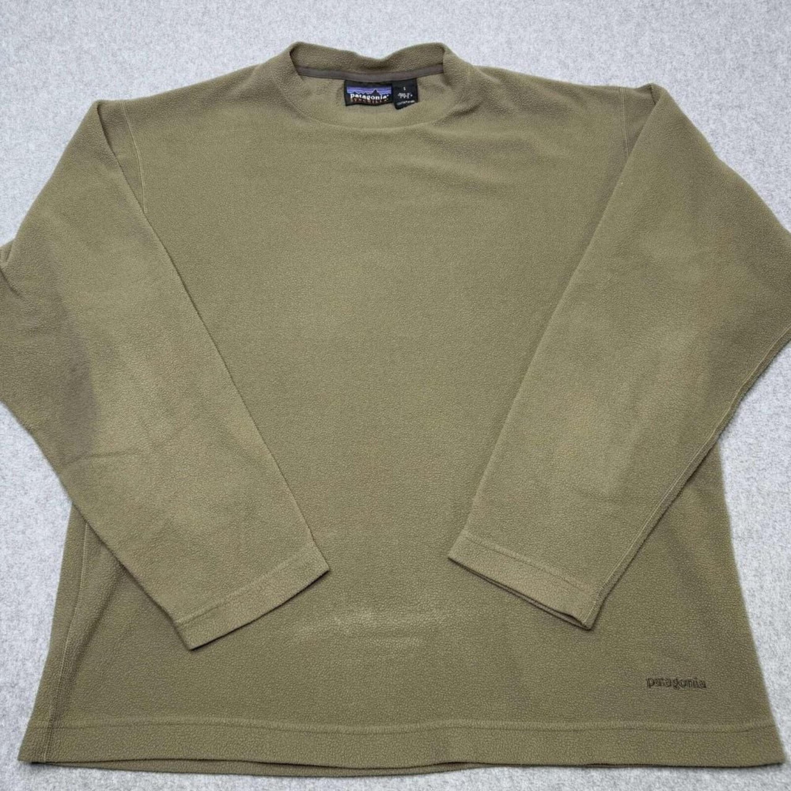VTG Patagonia Sweatshirt Mens S Olive Plush Synchilla Fleece Crew Neck Pullover