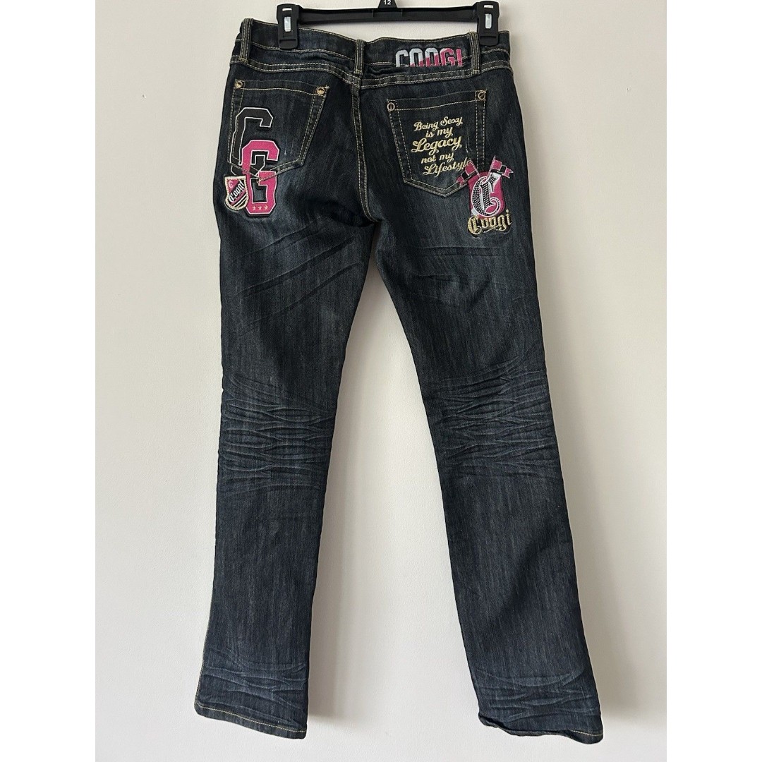 Coogi Unique Vintage Y2K Low Rise Retro Dark Wash Jeans Embellished Size 5/6