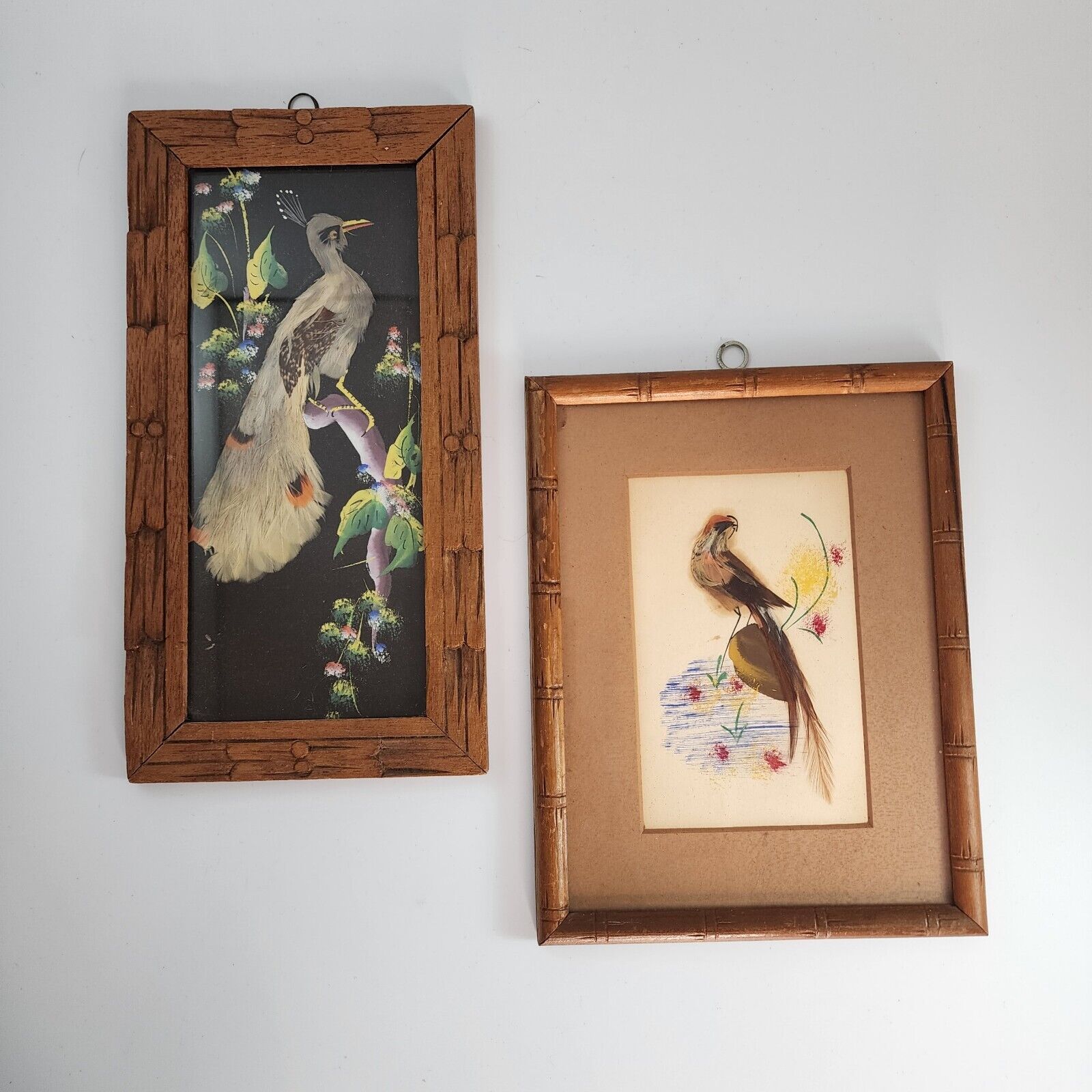2 Vintage Mexican Feathercraft Wall Art Bohemia