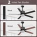 NEW Outdoor Ceiling Fans Lights with Remote 52 Inch LED Dimmable Garage Black