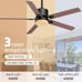 NEW Outdoor Ceiling Fans Lights with Remote 52 Inch LED Dimmable Garage Black
