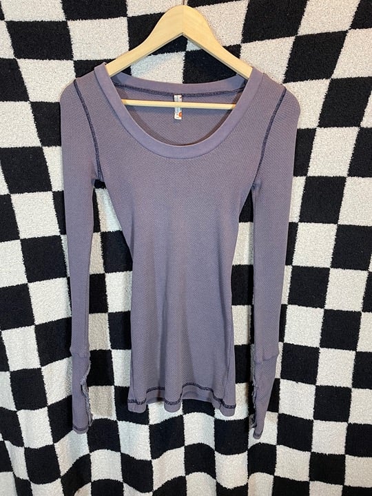 Free People Motor Button Cuff Long Sleeve Thermal Lavender Purple Small Rare