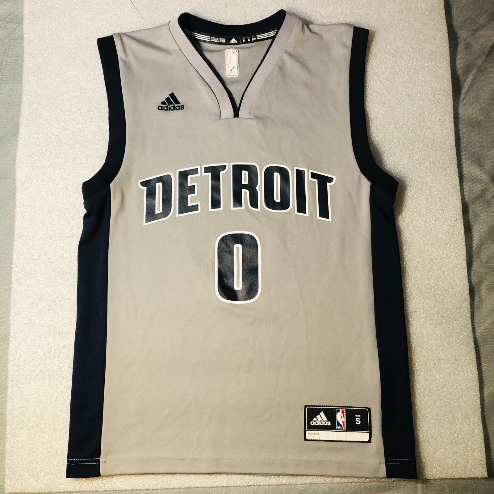Andre Drummond #0 Detroit Pistons Dark Blu Gray Adidas Jersey Men’s Sm