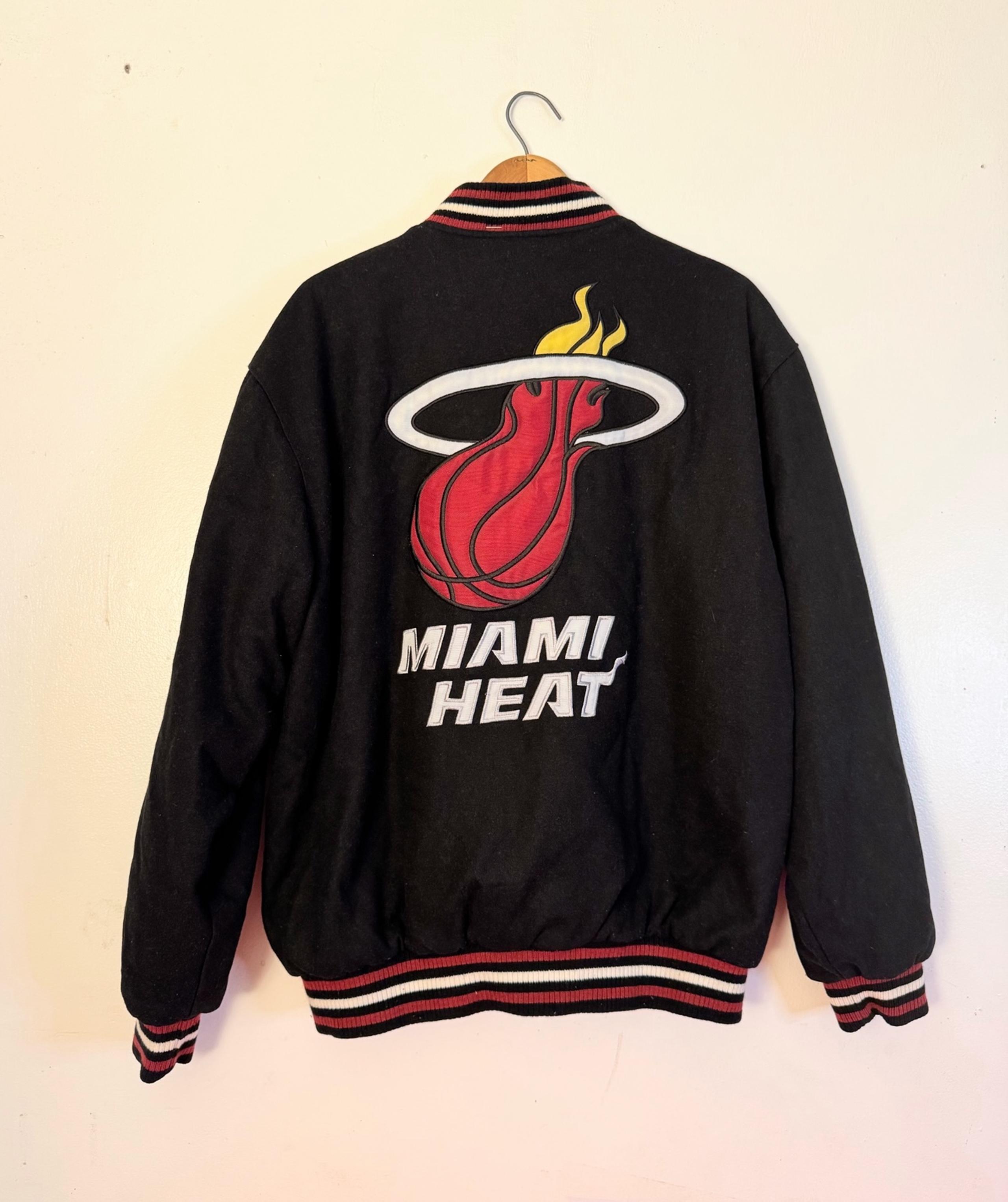 JH Design Miami Heat NBA Reversible Varsity Jacket Mens Size XL Black EUC