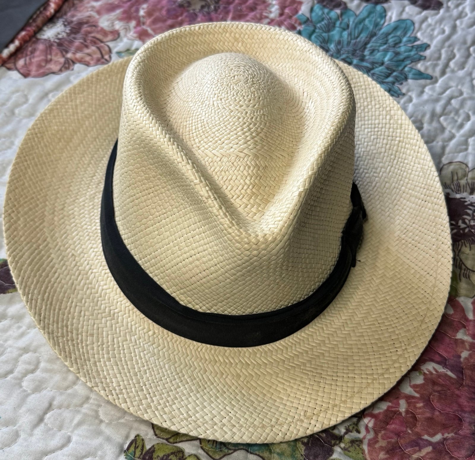 Panama Straw Safari Fedora Hat Handwoven in Ecuador Blocked and Finished in