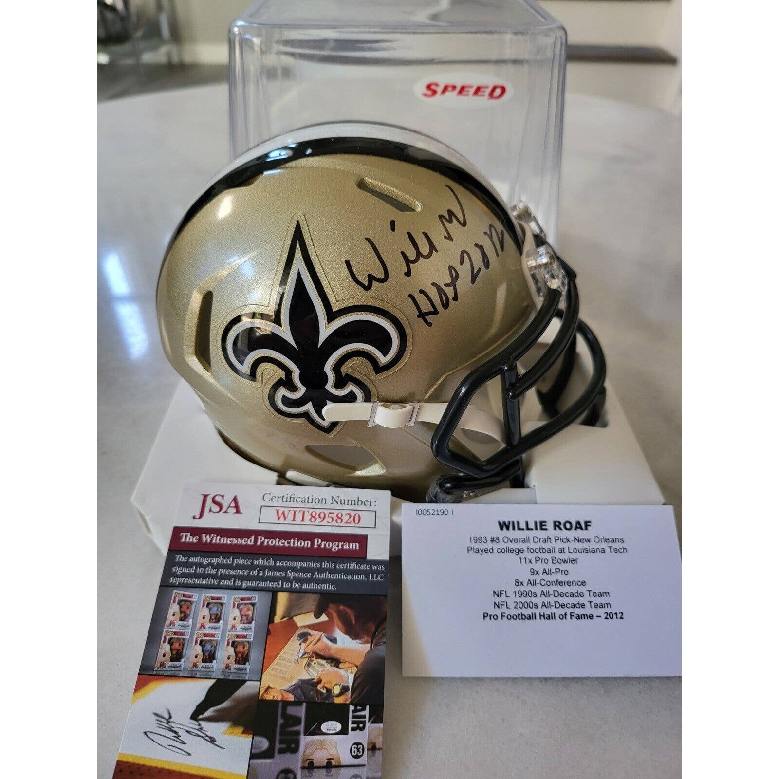 Willie Roaf Autographed/Signed Mini Helmet JSA New Orleans Saints HOF