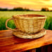 Vintage Wicker Teacup with Saucer shape Decorative Basket