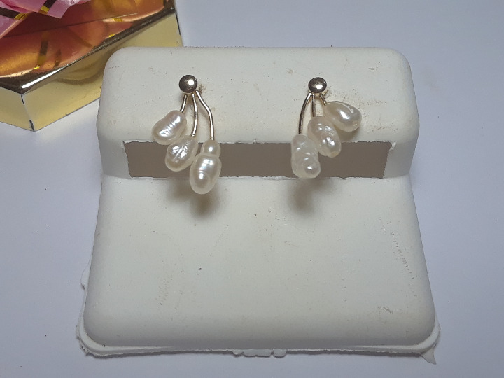 Pearl 14Kt YG 3 Tier drop Earrings#15254