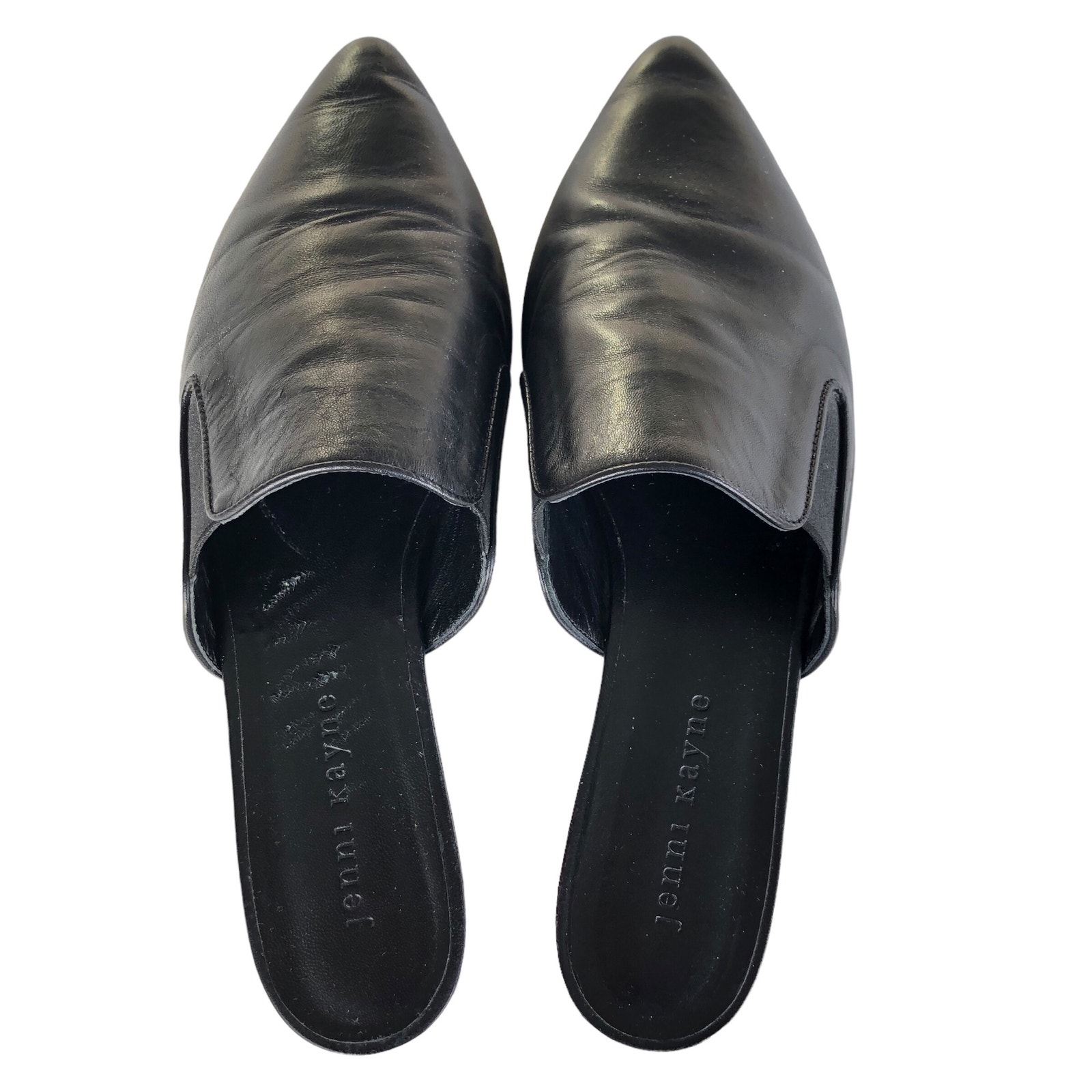 Jenni Kayne Black Soft Leather Mule Pointed Toe Flats Size 37 / 7