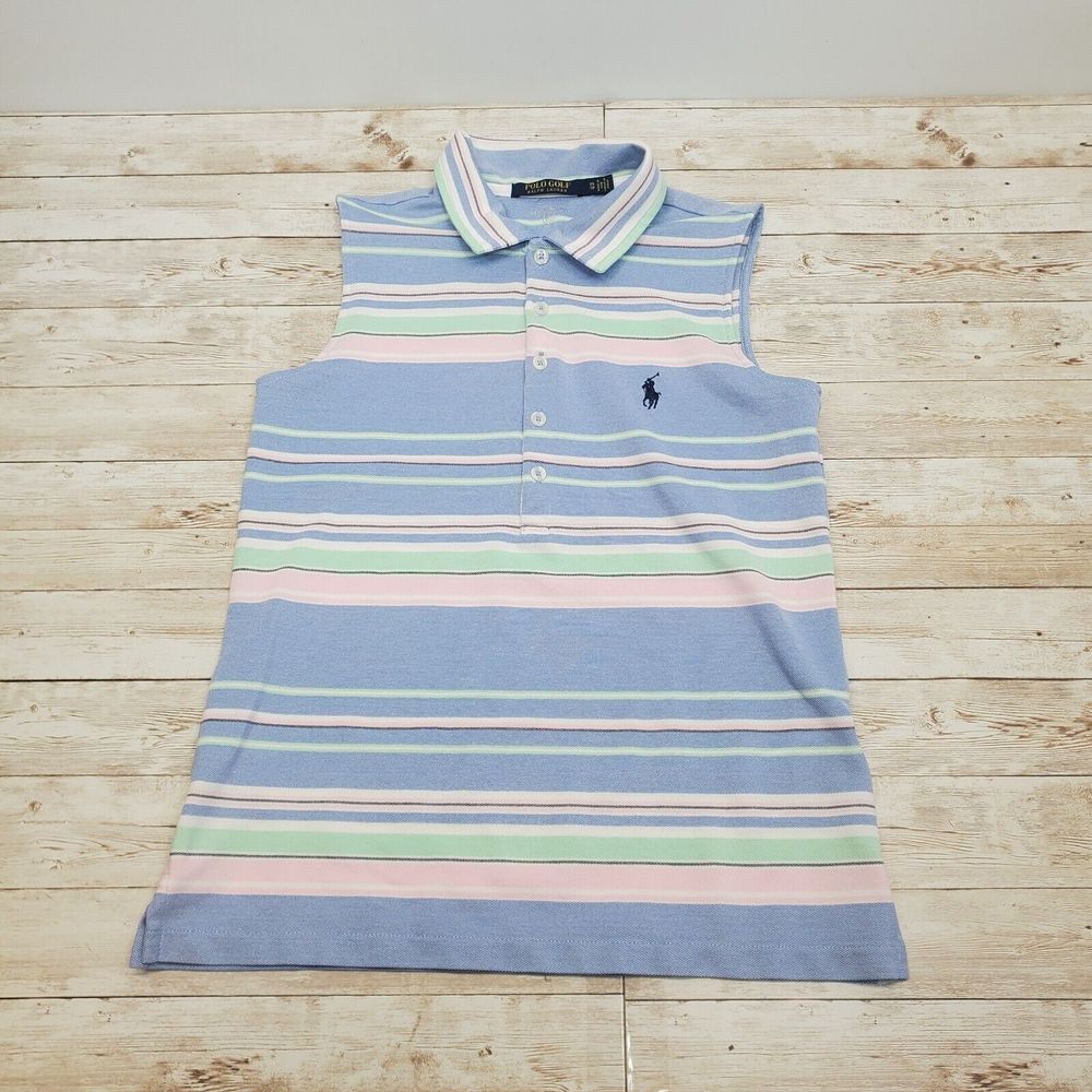 Ralph Lauren Polo Golf Womens Pastel Colored Striped Sleevless Polo Tank