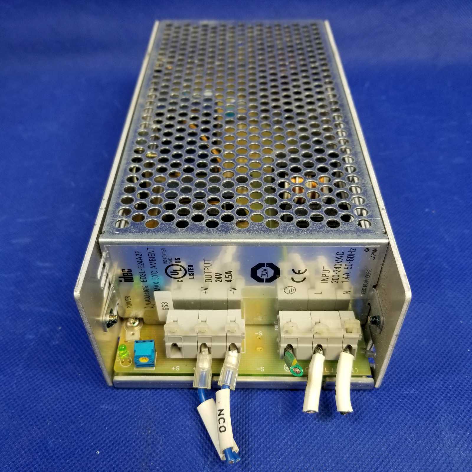 IDEC ED3L-E24A2F POWER SUPPLY 24VDC 4.5A OUTPUT 200-240VAC 1.4A INPUT NDA AVAIL
