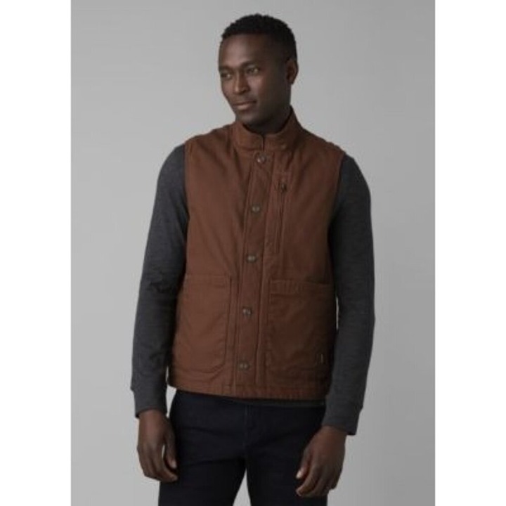 Men's PrAna Trembly Canvas Vest Large Stout stretch insulated MSRP 140 NWT