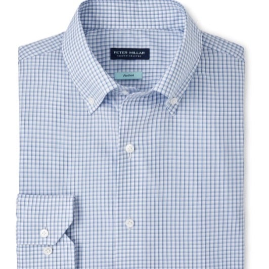 Peter Millar Men's XL Crown Crafted Brook Blue Ludlow Sport Shirt MSRP $250