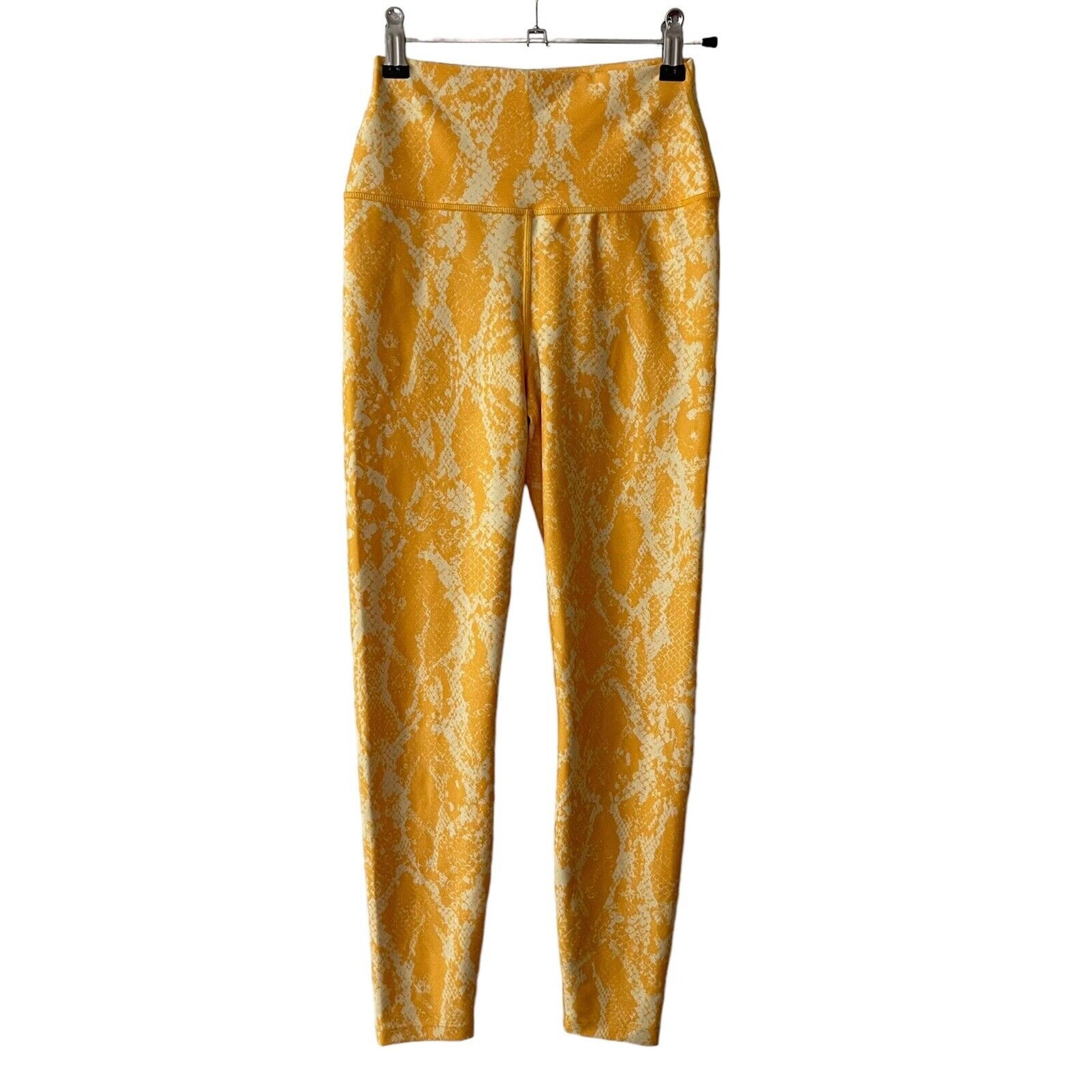 Carbon38 Womens XS High Rise Leggings Yellow Snake Python Print Activewear