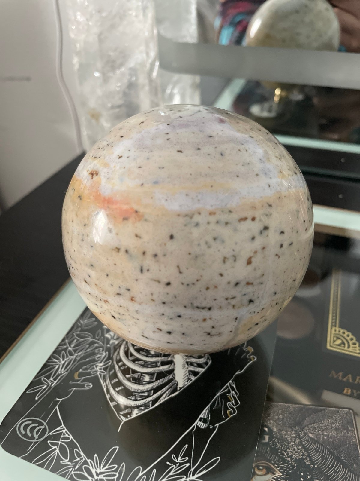 Kiwi Jasper Crystal sphere 2lb. Gemstone sphere