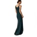 BHLDN Sz 26 Pine Emerald Green Deep V neckline Spaghetti strap Maxi Dress Gown