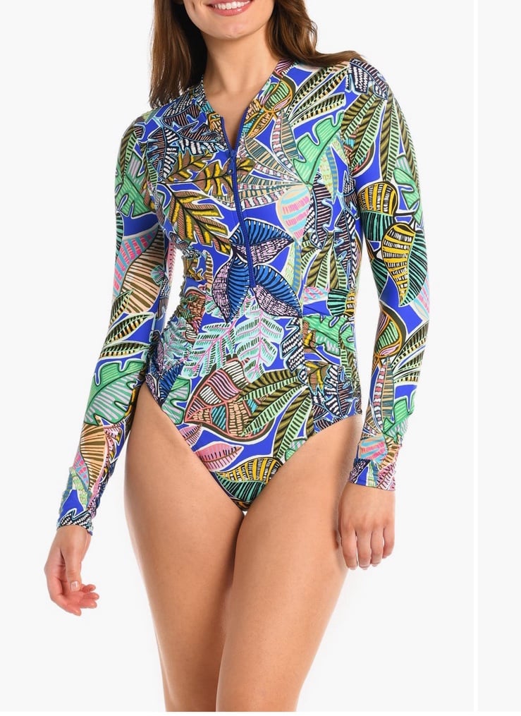 La Blanca NEW Half zip long sleeve one piece rash guard