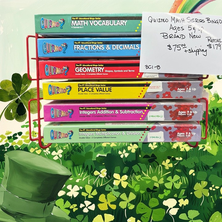 QUIZMO BINGO MATH QUIZ - NEW SET OF 6 w/STAND