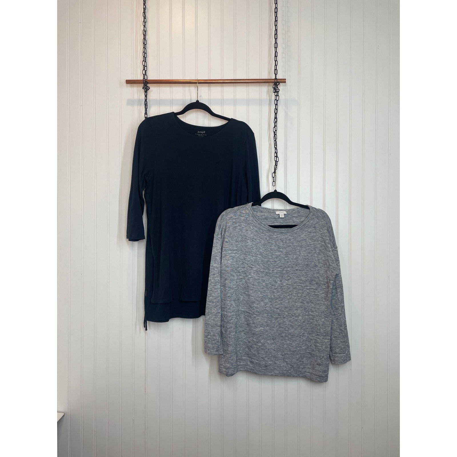 J. Jill Women’s Tunic Sweater Blue & Gray Crew Neck Pullover Bundle Size M