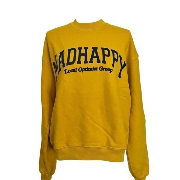 Madhappy Cotton Unisex Local Optimist Crewneck Sweatshirt Yellow XS NEW
