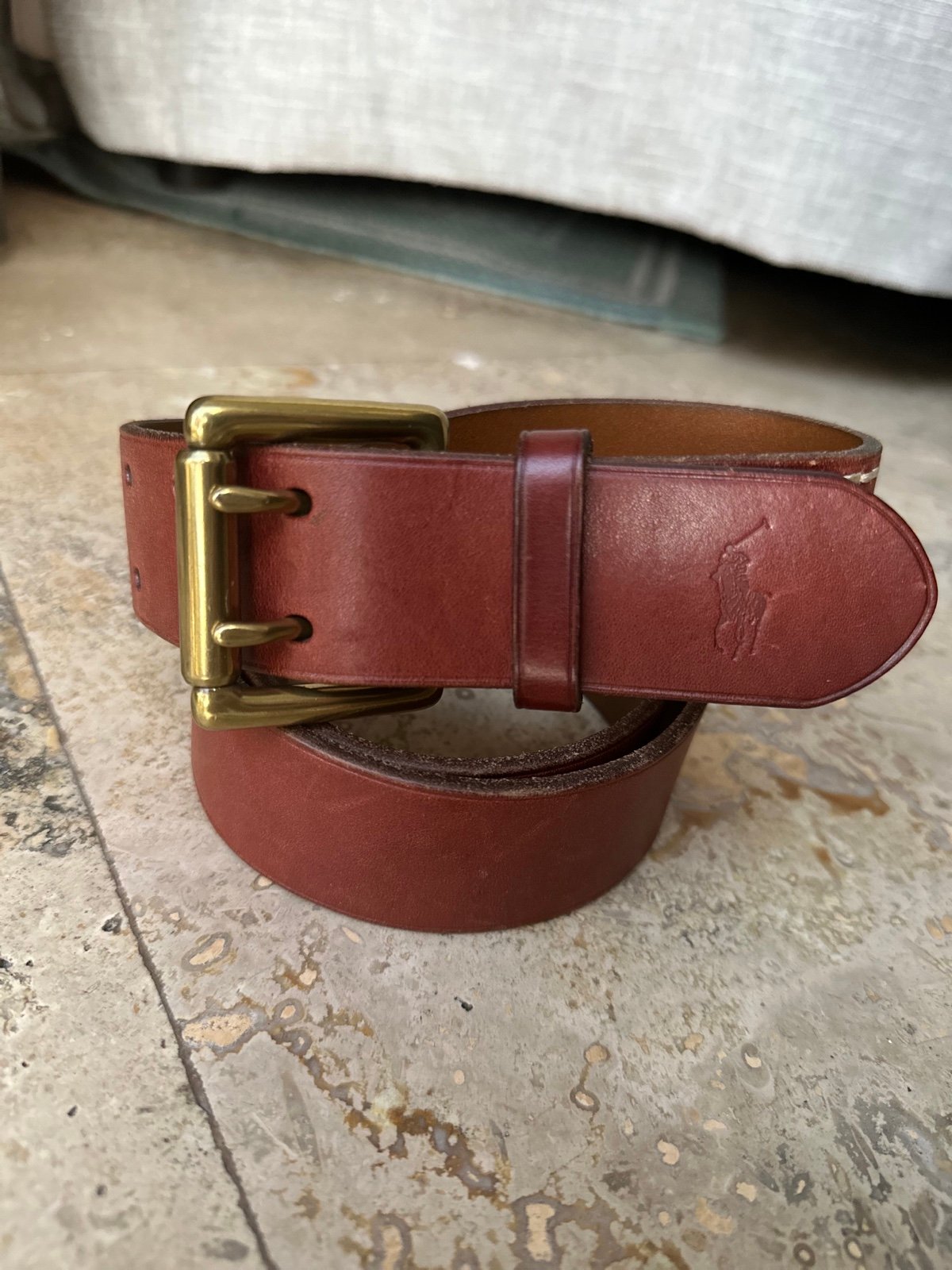 Polo Ralph Lauren Men’s Double Prong Buckle Leather Belt