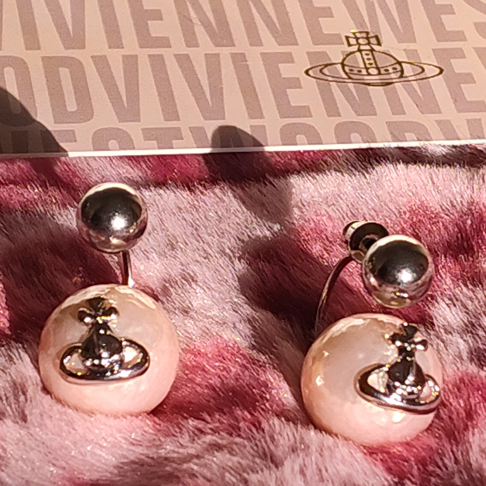 Pink Vivienne Westwood big ball earrings