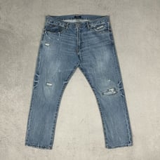 Polo Ralph Lauren The Varick Slim Straight Jeans Mens 36x30 Light Wash Distress