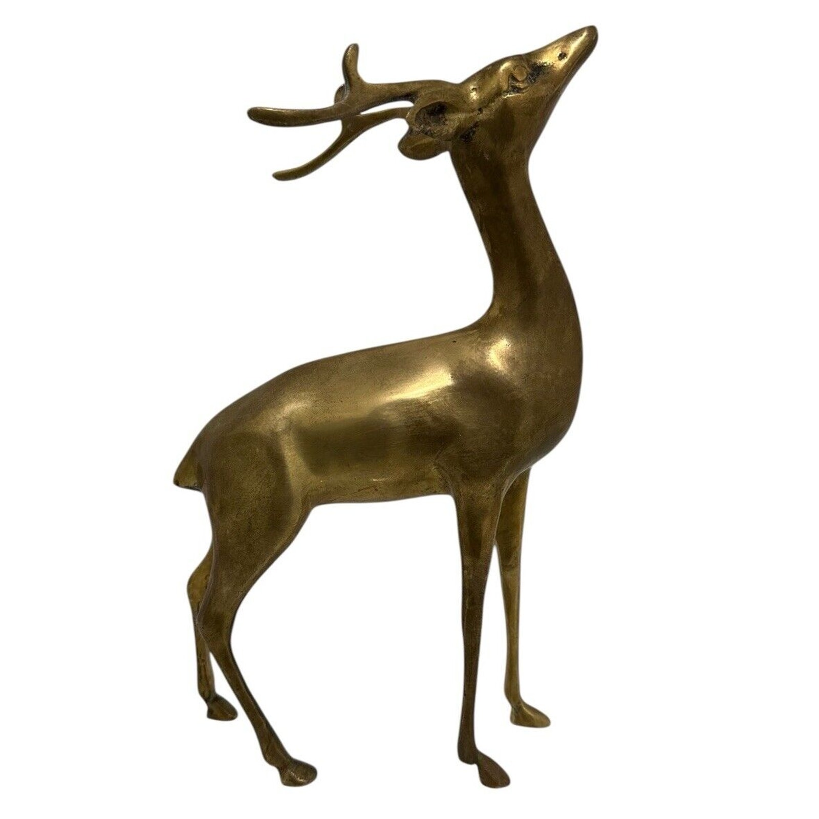 Mid Century Modern MCM Large Brass Deer Stag Sculpture Decor C