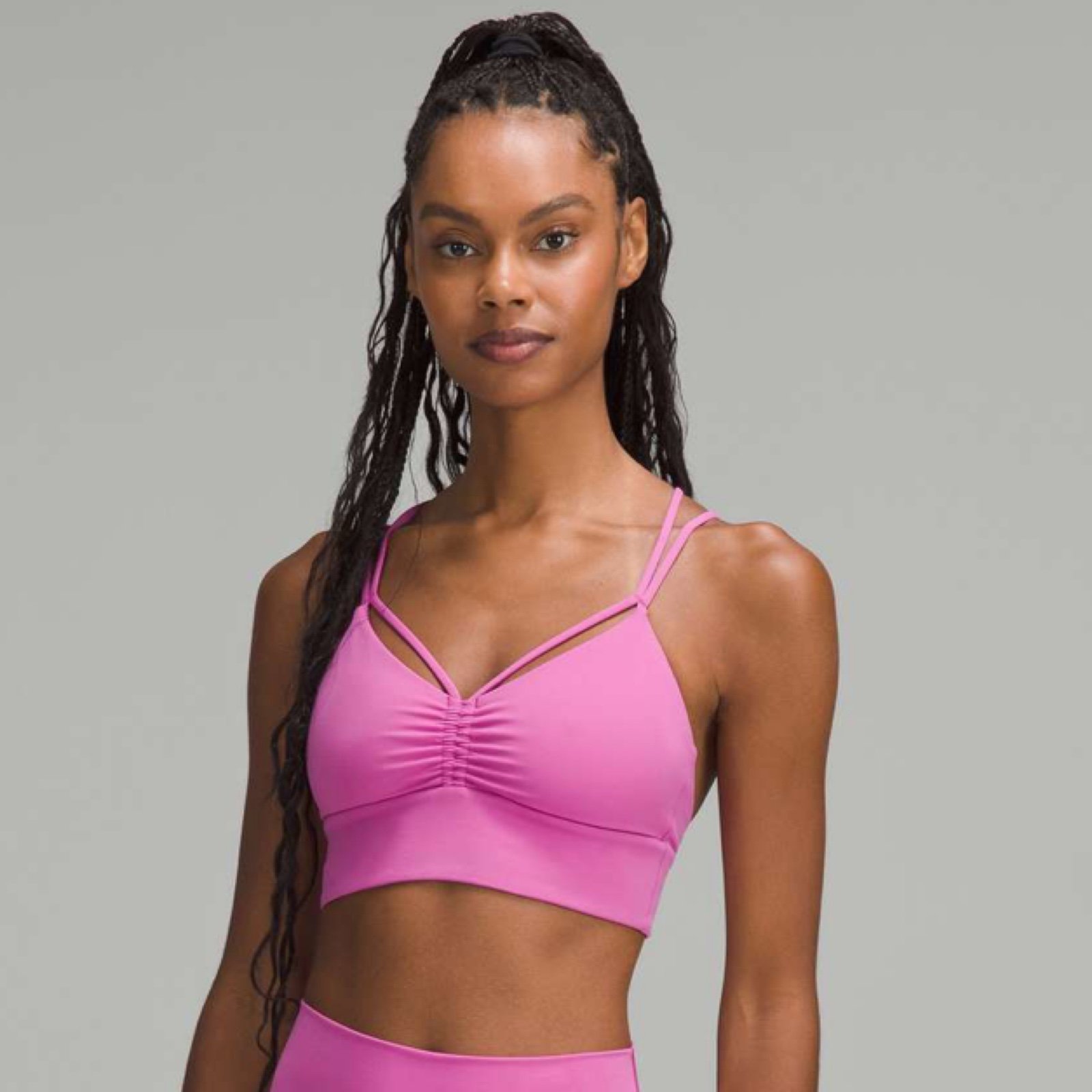 Lululemon Nulu Strappy V-Neck Yoga Bra Pow Pink Tone Size 8 NWT
