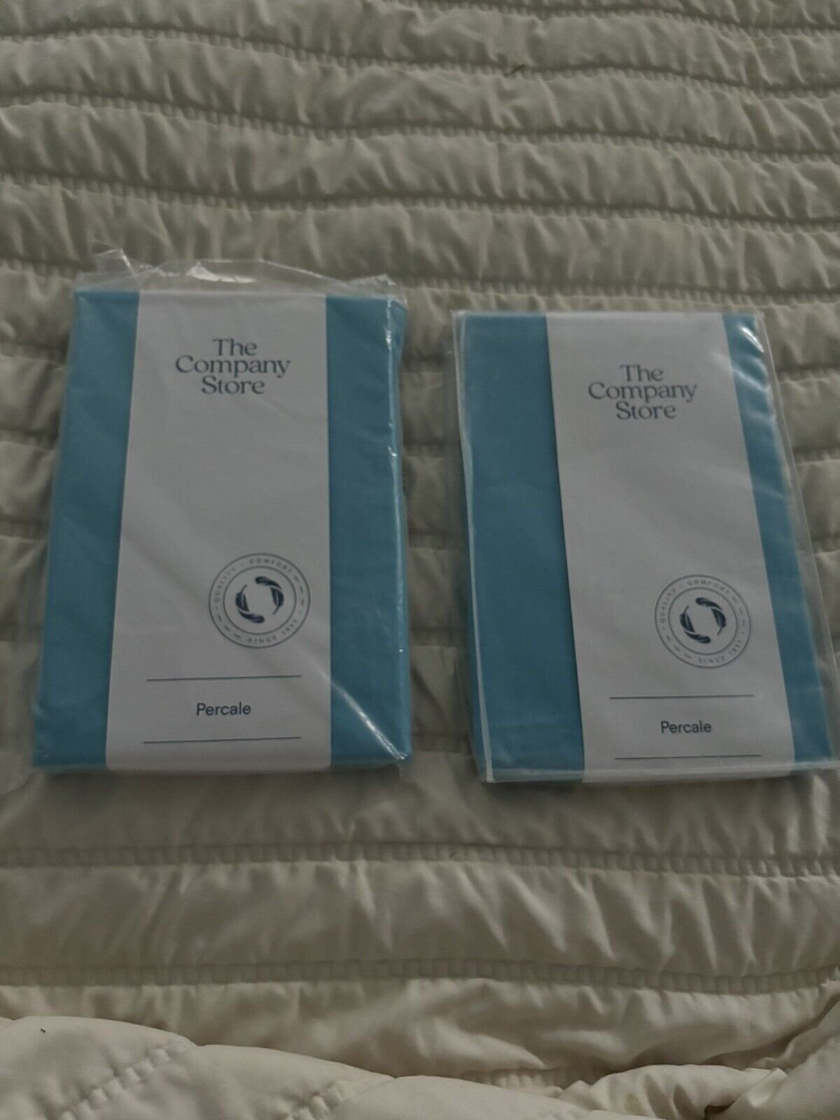The Company Store Company Cotton Turquoise Percale Sham Euro Lot Of 2