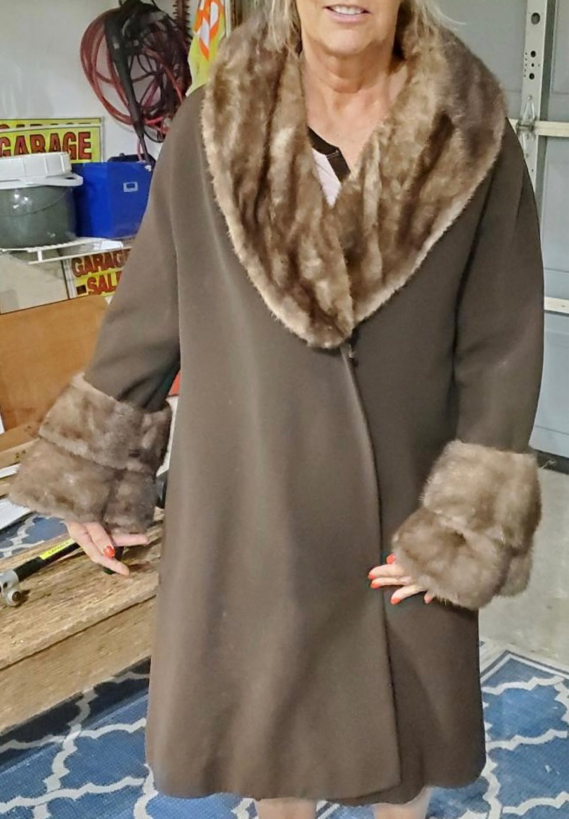 Vintage wool and fur coat