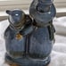 Folk Art Snowman Figurine Pottery Glazed Stoneware TII Collection Handcrafted