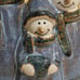 Folk Art Snowman Figurine Pottery Glazed Stoneware TII Collection Handcrafted