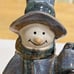 Folk Art Snowman Figurine Pottery Glazed Stoneware TII Collection Handcrafted