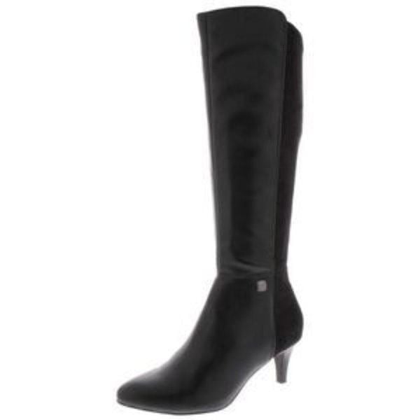 Alfani Step 'N Flex Hakuu Wide Calf Dress Boots- Black PU/Mirco- Size 7 M WC